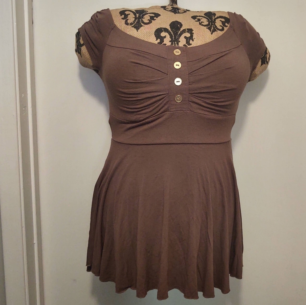 Ardene Brown Button-Front Blouse